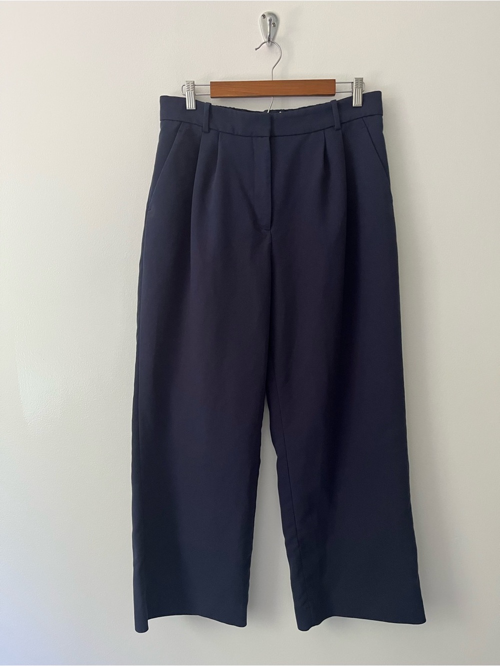 Abercrombie Sloane Tailored Wide Leg Pants Navy Blue 14 / 32 SHORT